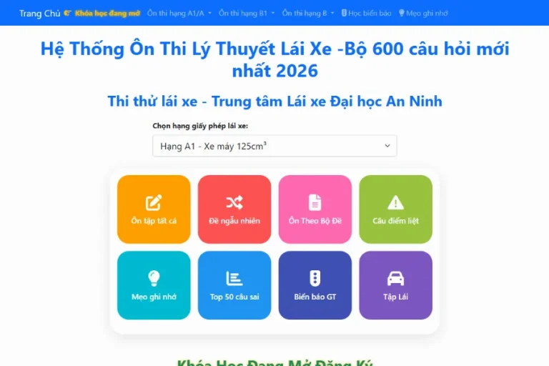 Bằng lái xe ô tô hạng B - Học lái xe Đại học An Ninh, Thủ Đức Lý thuyết – khóa học lái xe ô tô hạng B, Trường Đào tạo Lái xe Đại học An Ninh Nhân Dân - Thủ Đức